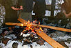 Viking skis on the fire